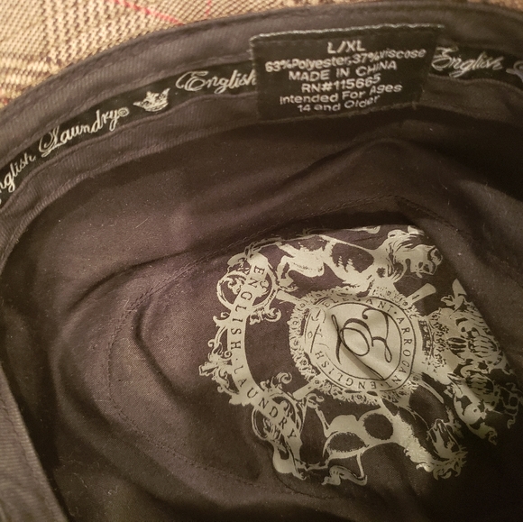 English Laundry Plaid Fedora Gray/Brown/Black Sued - Picture 3 of 6